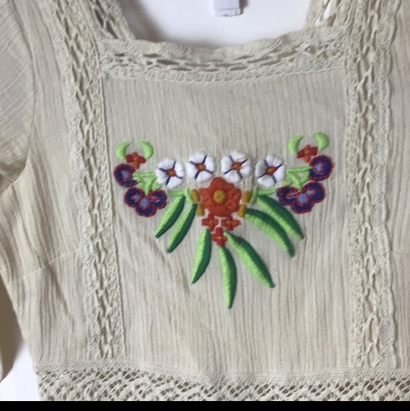 Chasing Unicorns Cream Mini Dress with Floral Embroidery - Picture 2 of 6